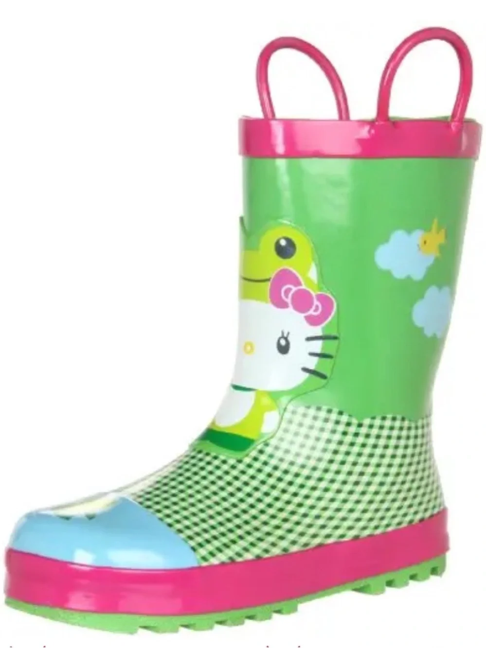 🐸🦜⛅️🛁🚿so cute Western Chief Pink and Green Kids Rain Boots with Animal Print